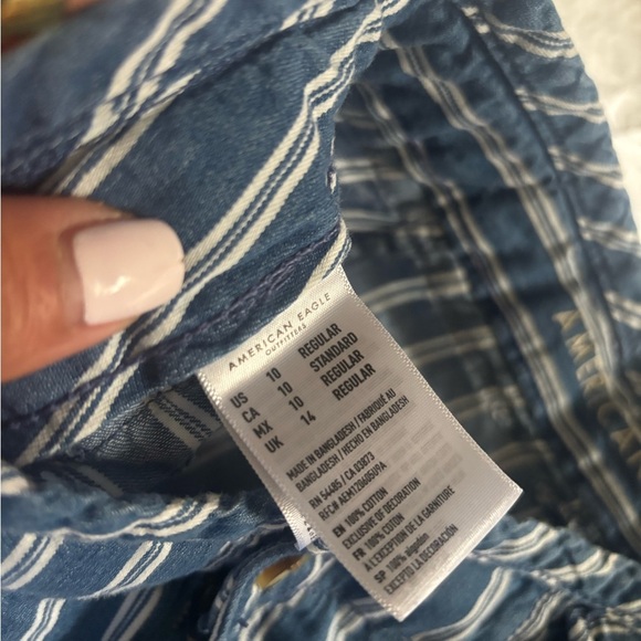 American Eagle Striped Blue Wide-Leg Pants Size 10 - Picture 5 of 8